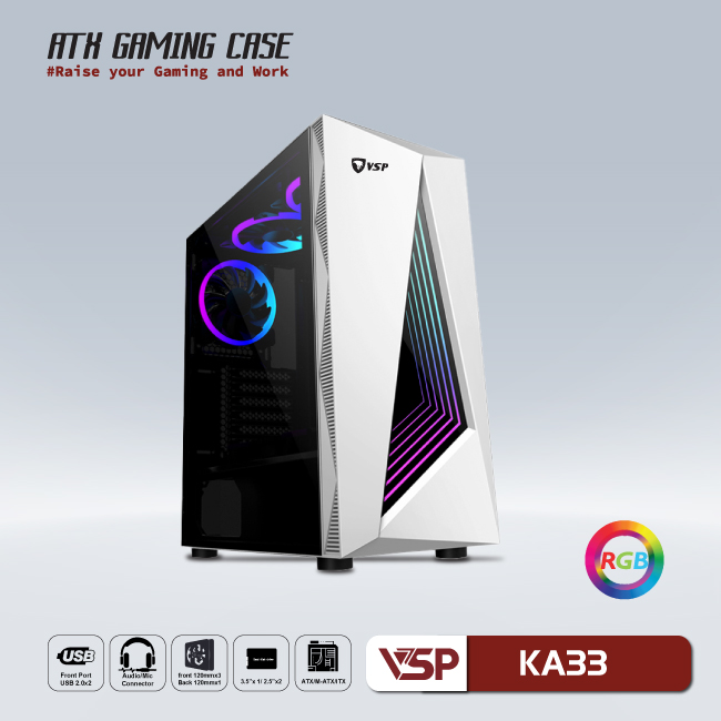 CASE VSP GAMING KA33 - Black/White